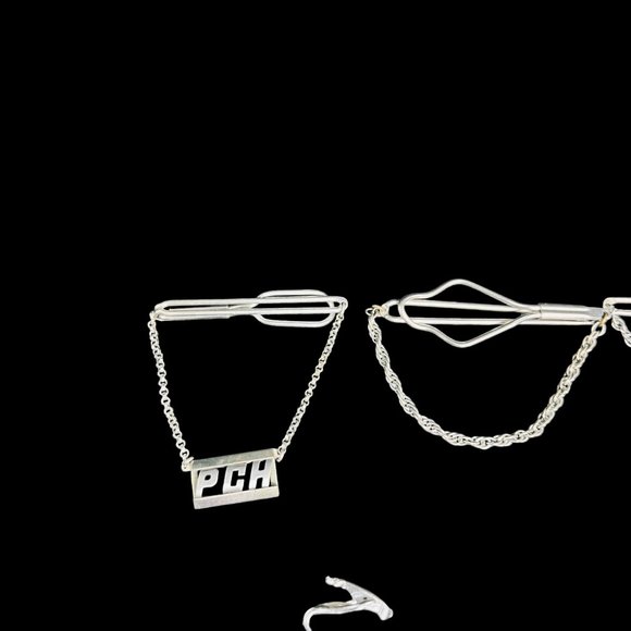 Vintage Lot Of 5 Silver Tone Men's Tie Bars (5029) - Picture 2 of 5